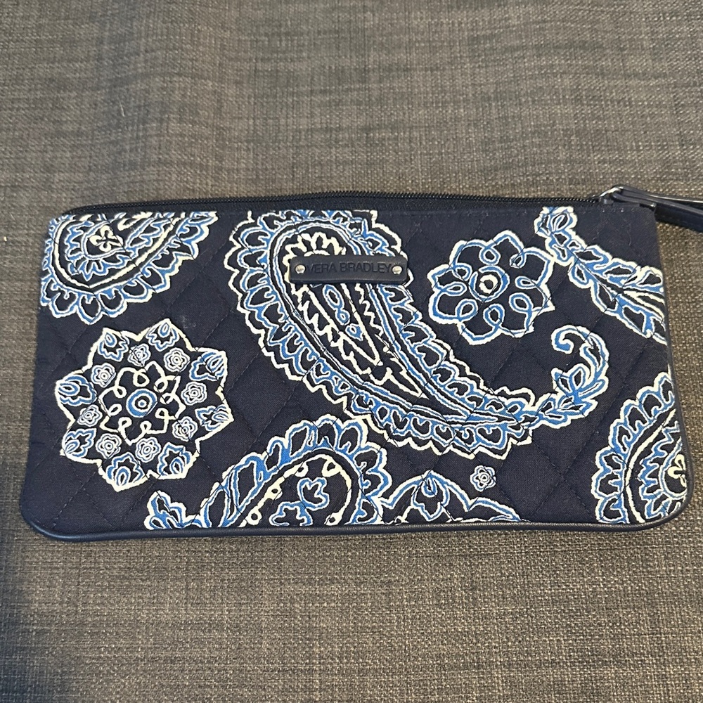 Vera Bradley Black and Blue Paisley Wristlet